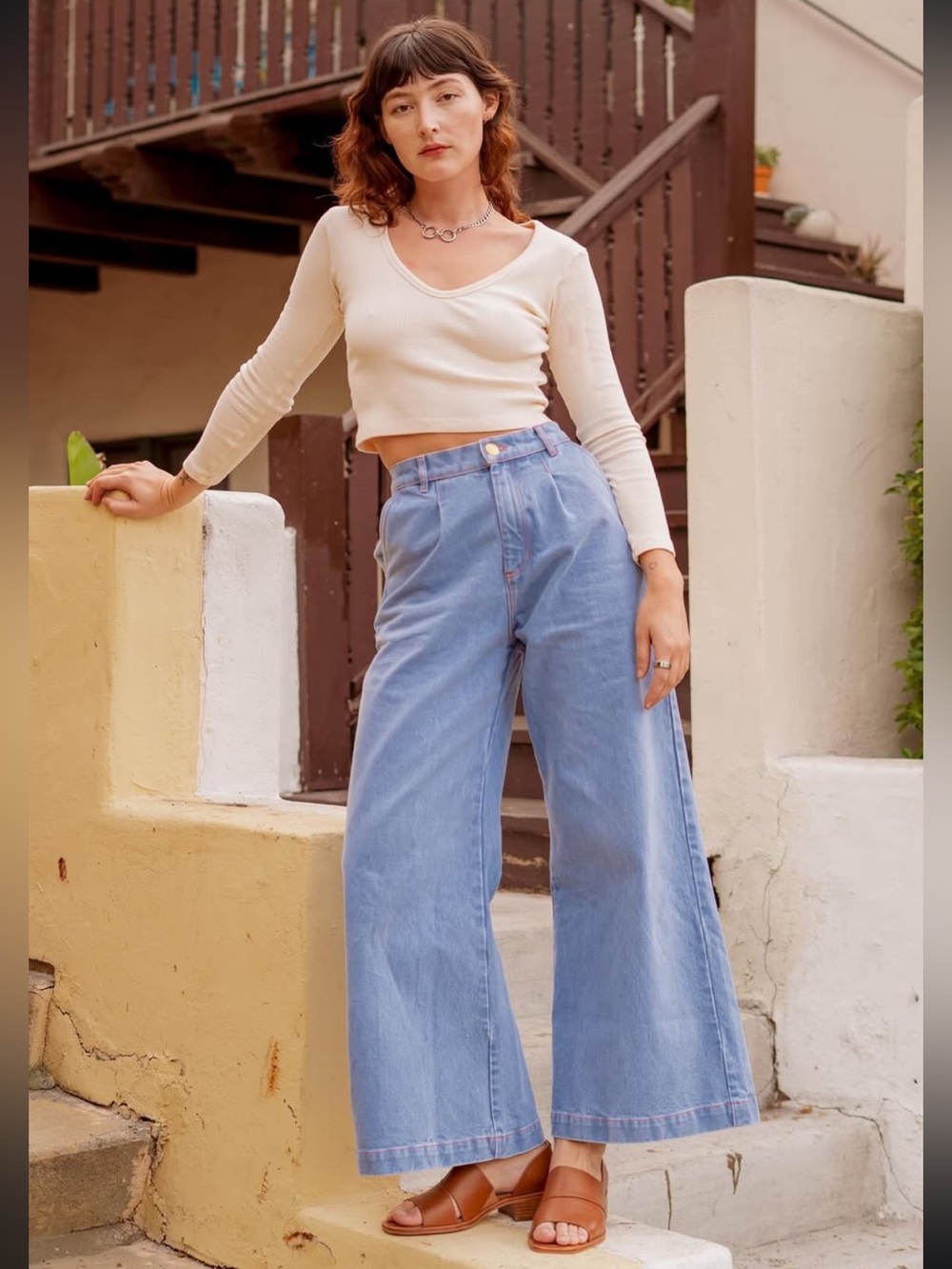 Big Bud Press Wide Leg Denim Trousers